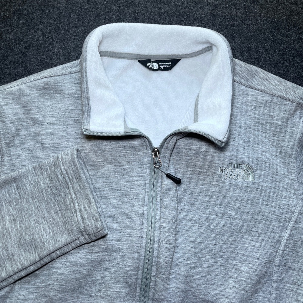 The North Face Fleece Jacket Mens Large Gray Excellent Full Zip Mock Neck - Picture 1 of 7